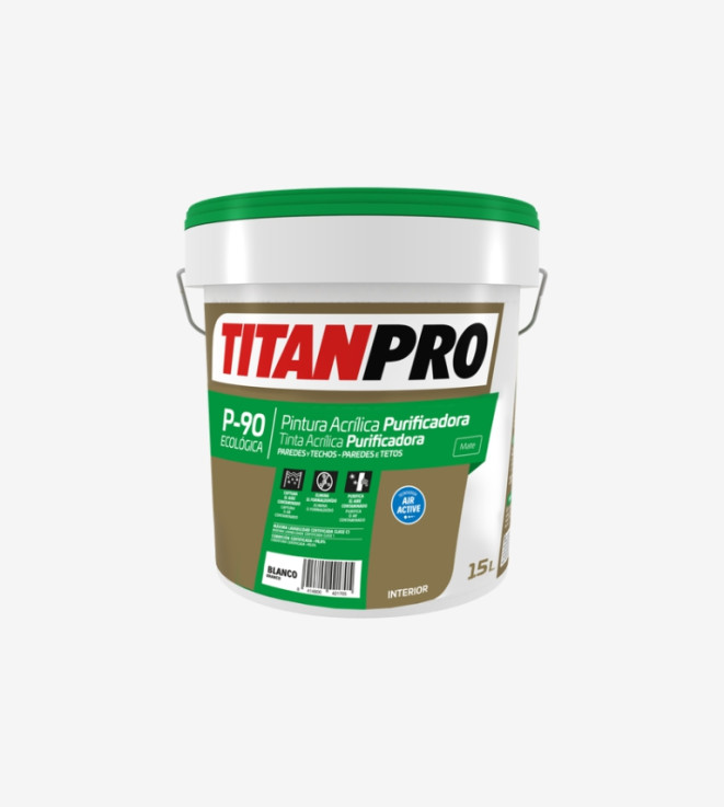 TITANPRO P90 PINTURA ACRILICA PURIFICADORA MATE BLANCO-BB 15L