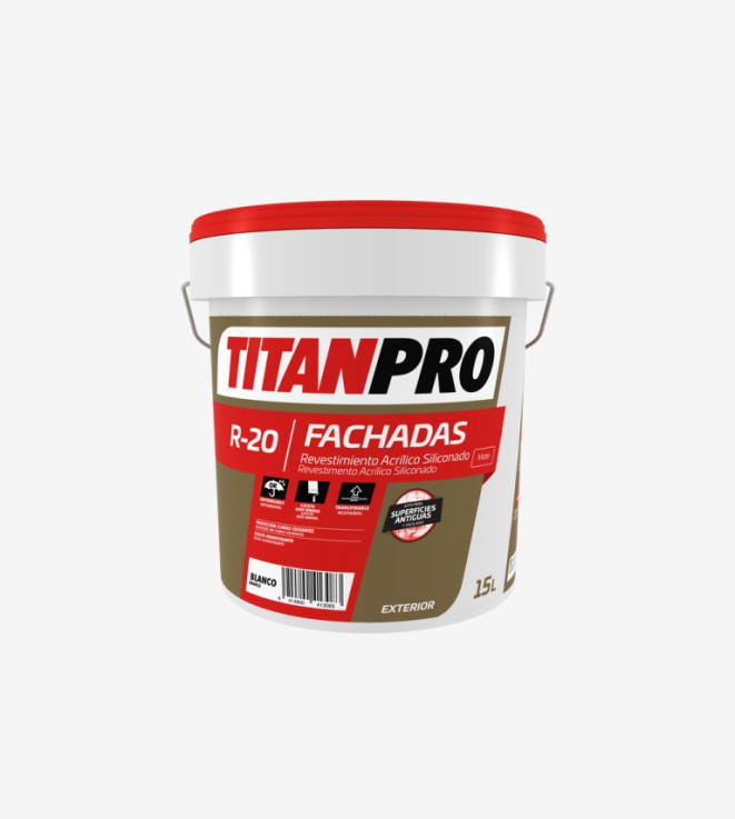 TITANPRO R20 REVESTIMIENTO ACRILICO SILICONADO MATE BLANCO-BB 15L